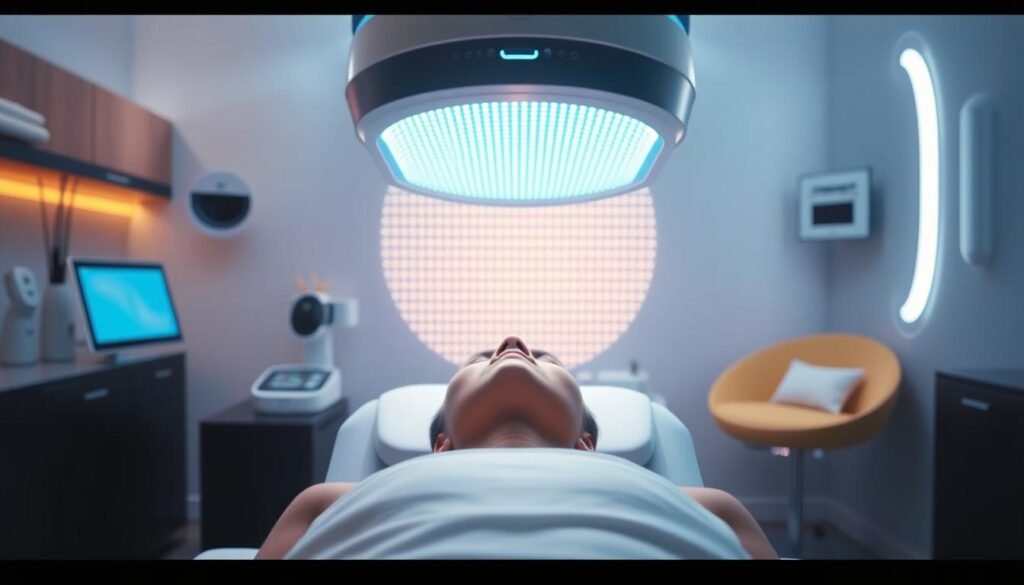 Generate an image of a person receiving Oligio X 原美電波 treatment Generate an image of a person receiving Oligio X 原美電波 treatment