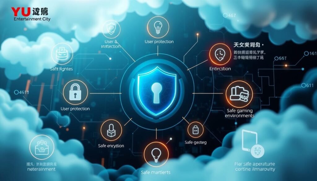Generate an image representing the security and privacy features of 優塔娛樂城. Generate an image representing the security and privacy features of 優塔娛樂城.